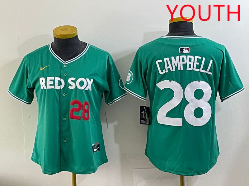 Youth 2025 Boston Red Sox #28 Campbell Dark Green Joint Name Nike MLB Jersey style 4->youth mlb jersey->Youth Jersey